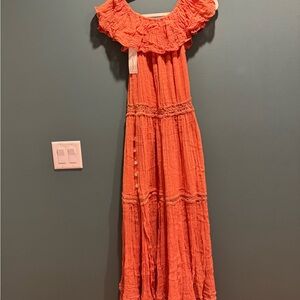 Jen's Pirate Booty Orange Off-Shoulder Dress NWT